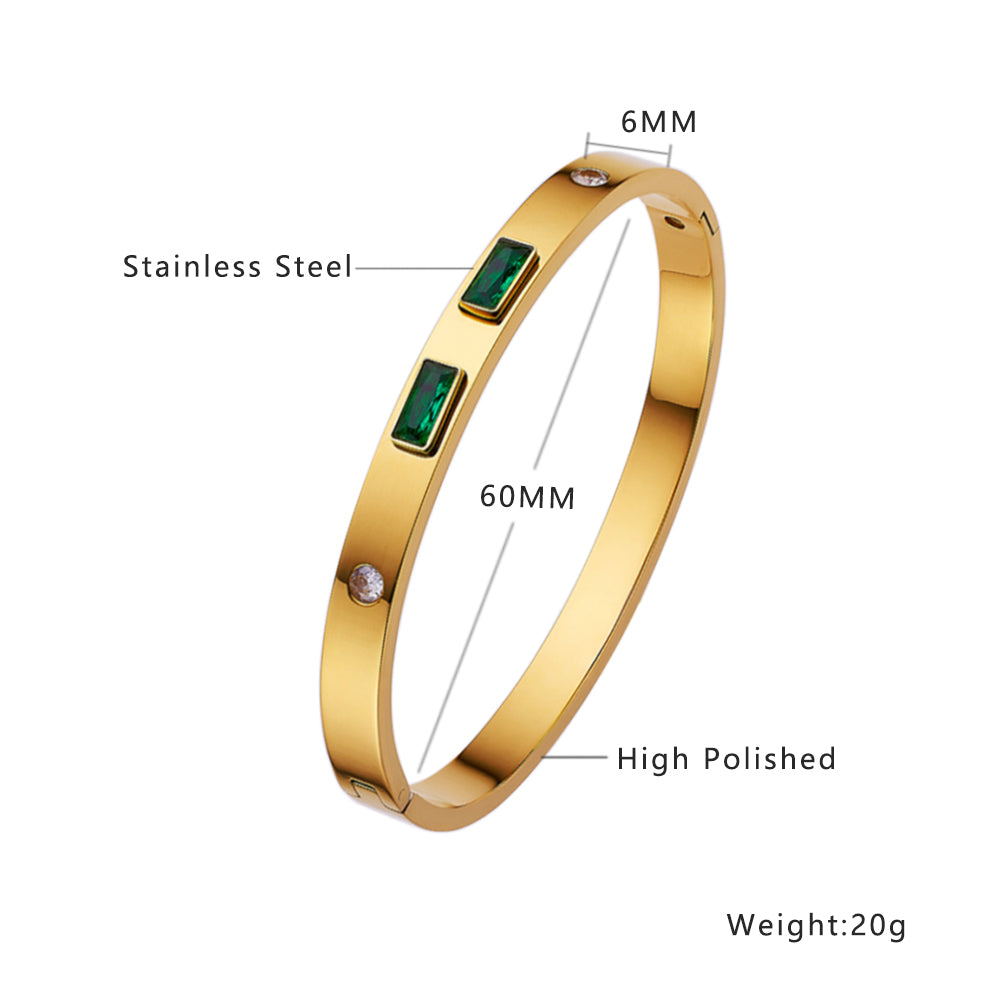 Unik Stainless steel plated 18-karat gold Rectangular stone bracelet
