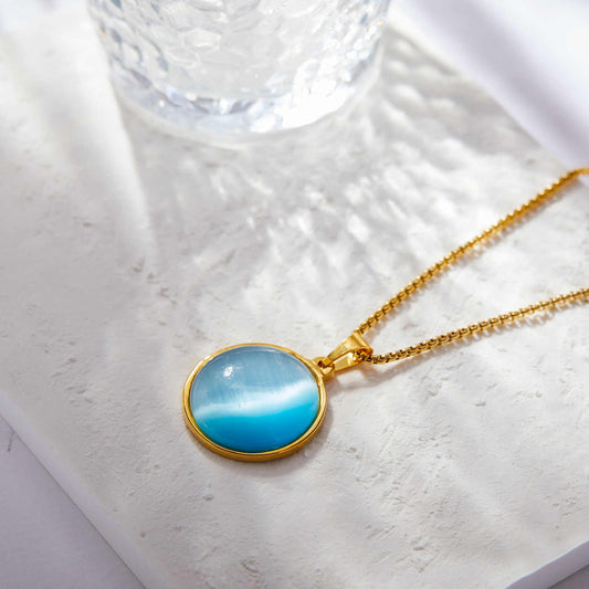 Unik Stainless Steel 18K Gold Plated Cat's Eye Necklace