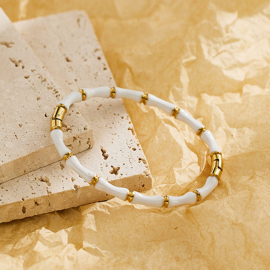 Unik Stainless steel plated 18K gold bamboo bracelet