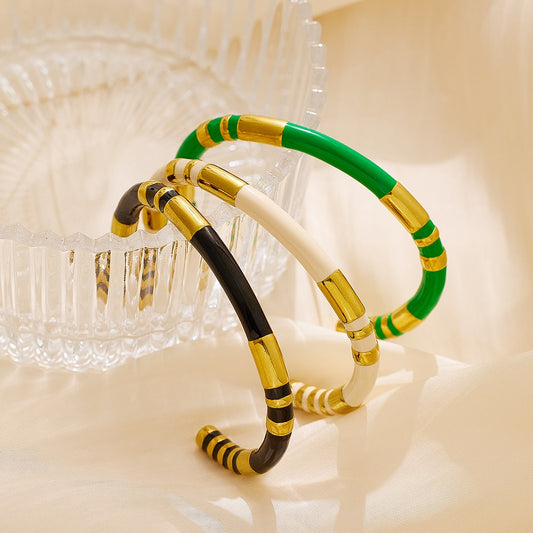 Unik Vintage Luxury Enamel Stainless Steel  Bangle