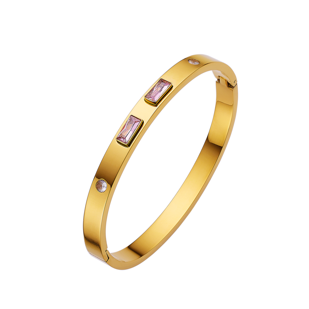 Unik Stainless steel plated 18-karat gold Rectangular stone bracelet