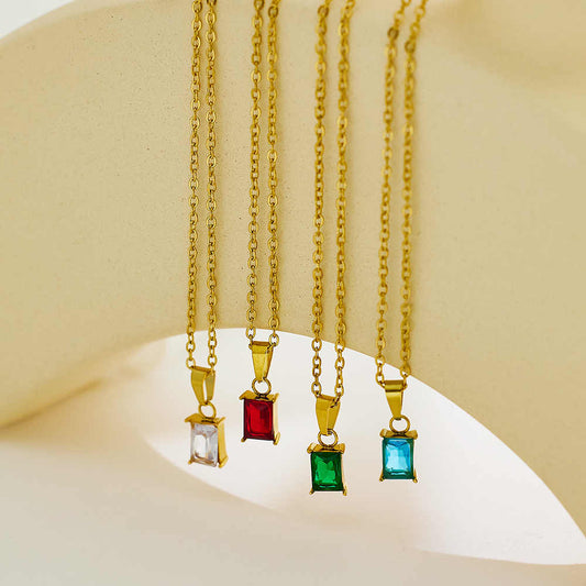 Unik Stainless Titanium steel 18K gold plated zircon necklace
