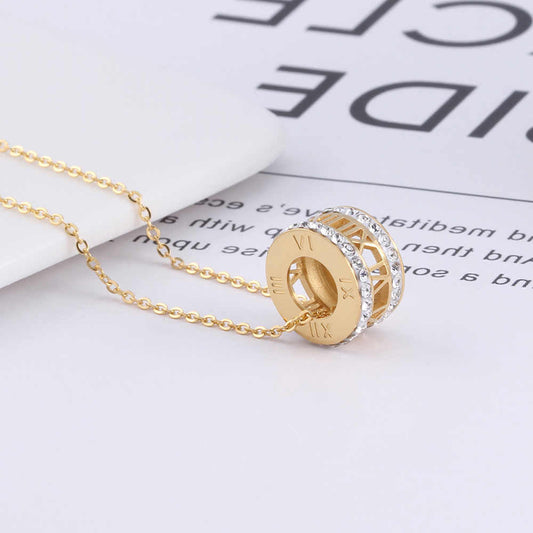 Unik Stainless steel 18K gold plated roller round necklace