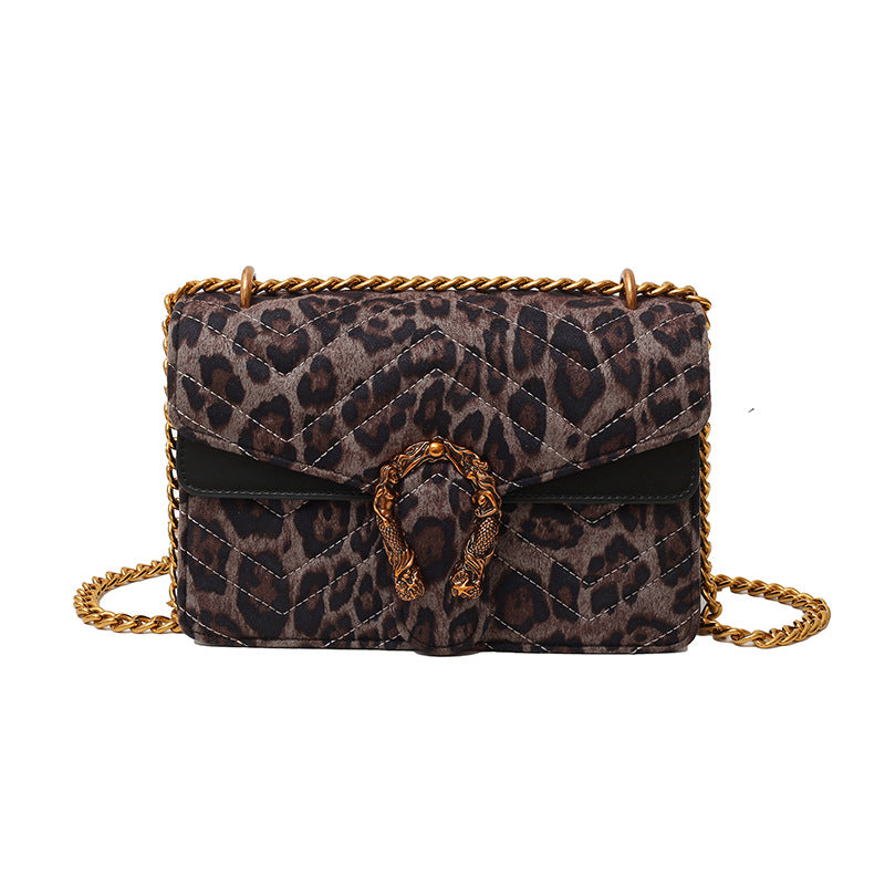 Unik 2025 Girls Leopard Chain Shoulder Crossbody Bag