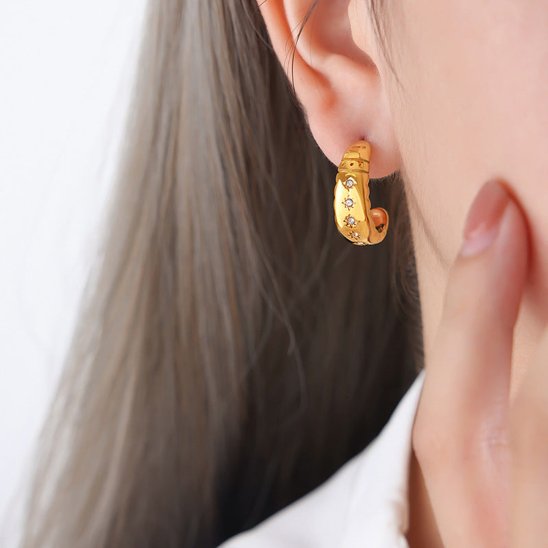 Unik Gold-plated earrings with zircon titanium steel