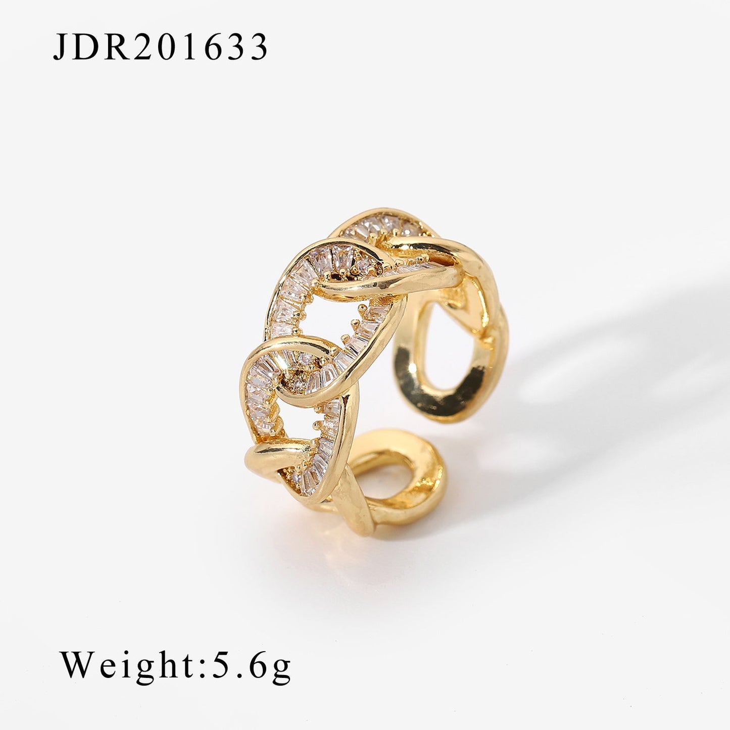 XIXI JEWELRY 18-karat gold plated copper set zirconium open ring