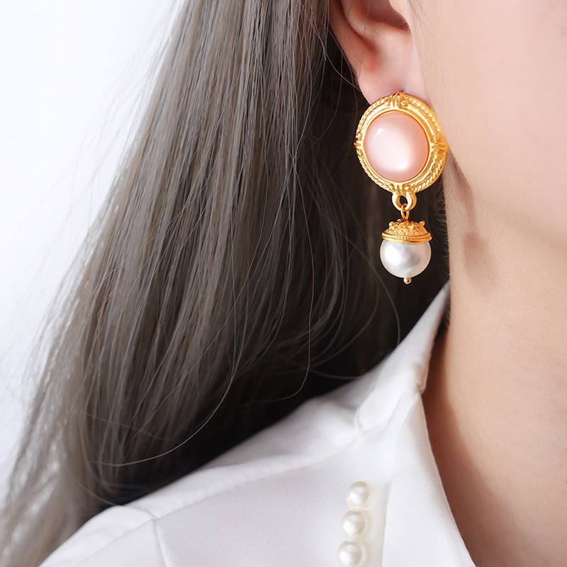 Unik Gold-plated earrings with zircon titanium steel
