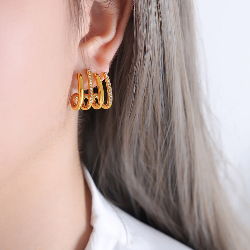Unik Gold-plated earrings with zircon titanium steel
