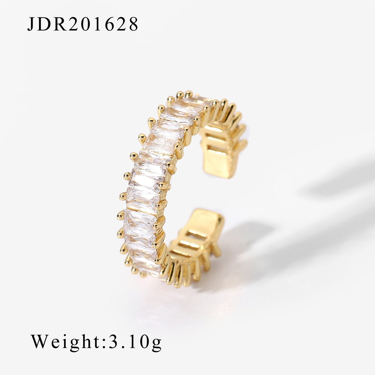 XIXI JEWELRY 18-karat gold plated copper set zirconium open ring