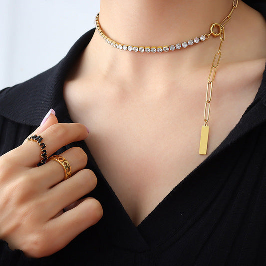Unik Zircon spliced necklace