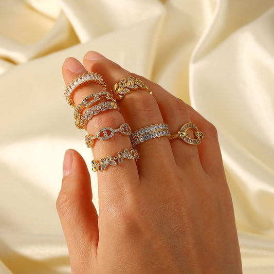 XIXI JEWELRY 18-karat gold plated copper set zirconium open ring