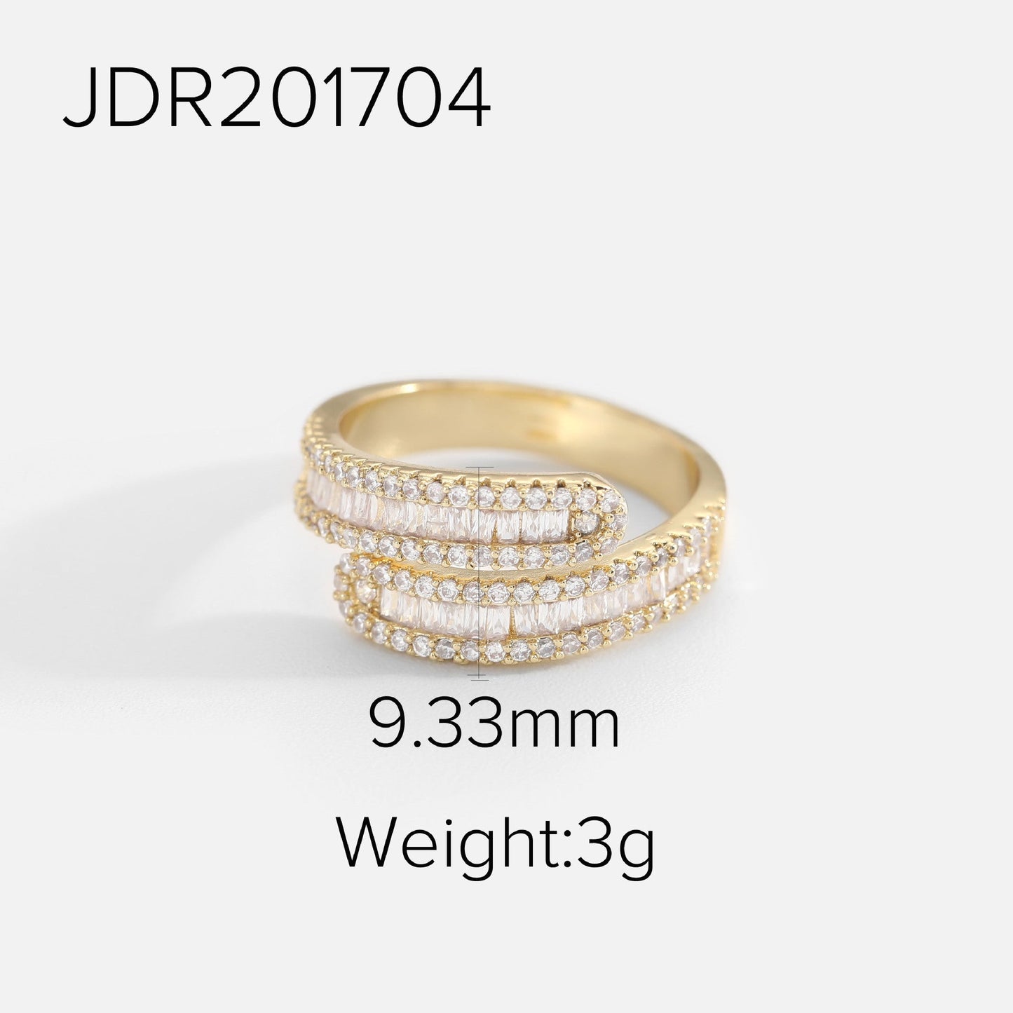 XIXI JEWELRY 18-karat gold plated copper set zirconium open ring