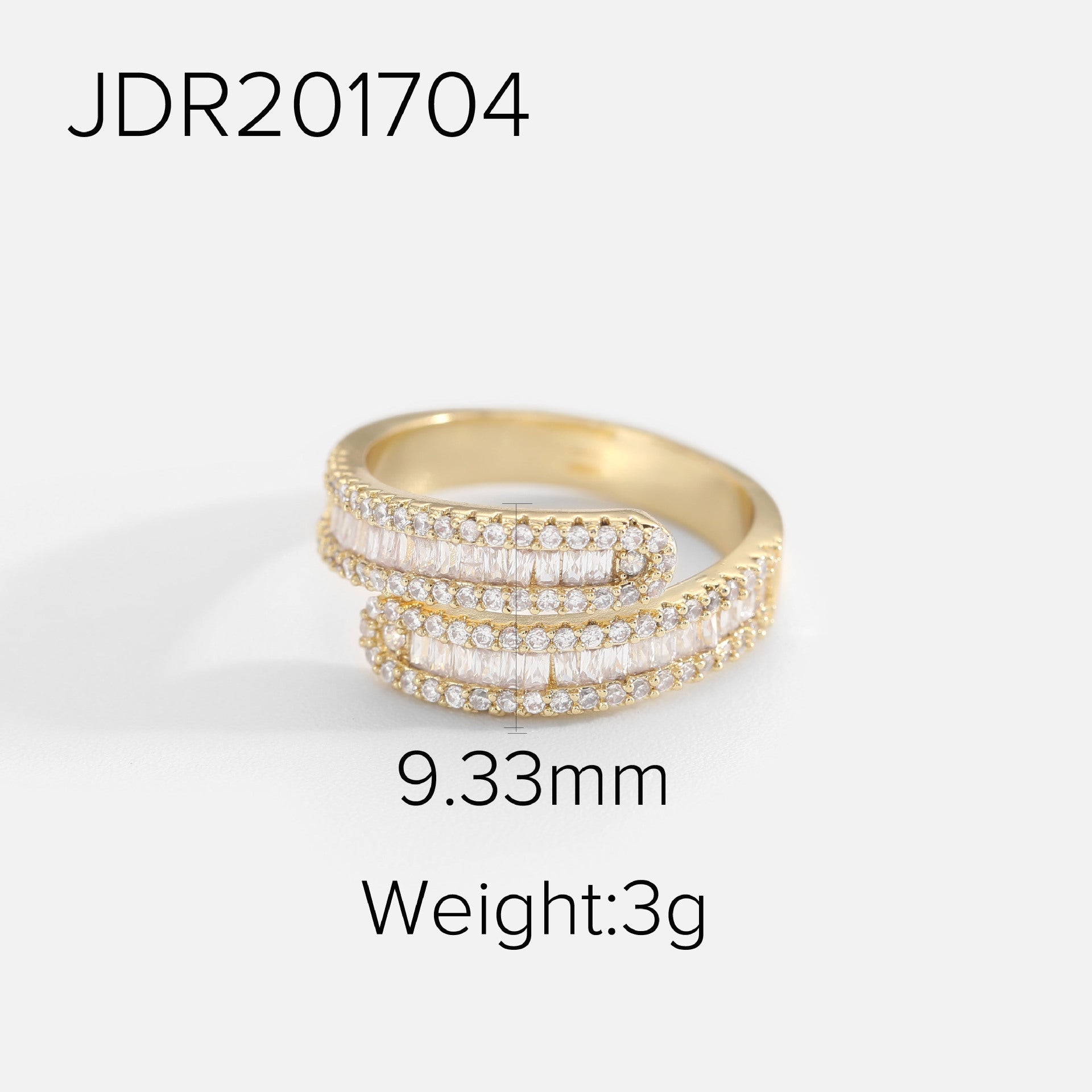 XIXI JEWELRY 18-karat gold plated copper set zirconium open ring