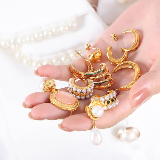 Unik Gold-plated earrings with zircon titanium steel