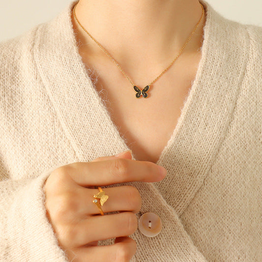 Unik Butterfly necklace titanium steel gold plated