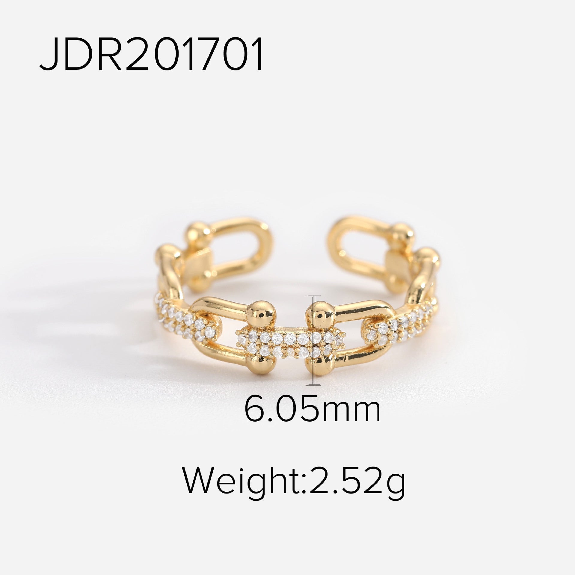 XIXI JEWELRY 18-karat gold plated copper set zirconium open ring