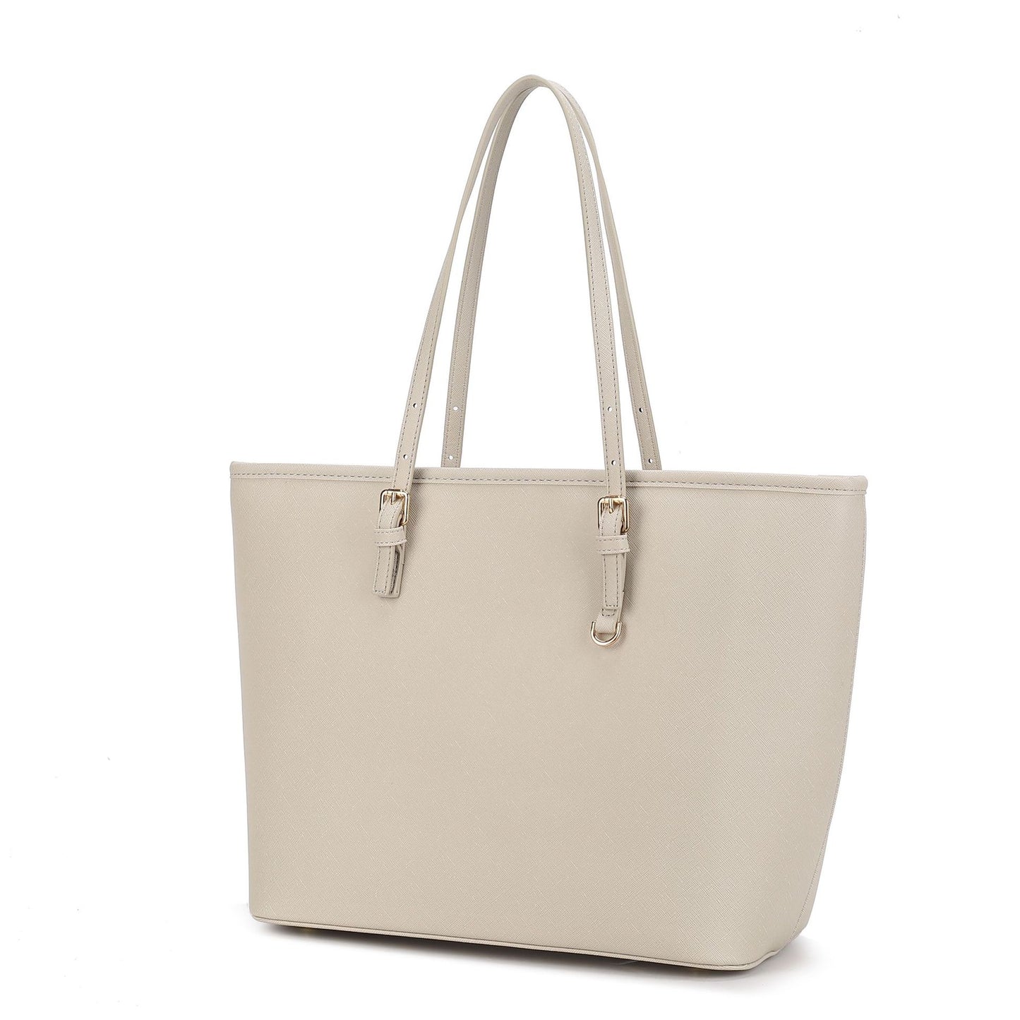 Unik Elegant Black and White Tote Bag with Chic Buckle Details