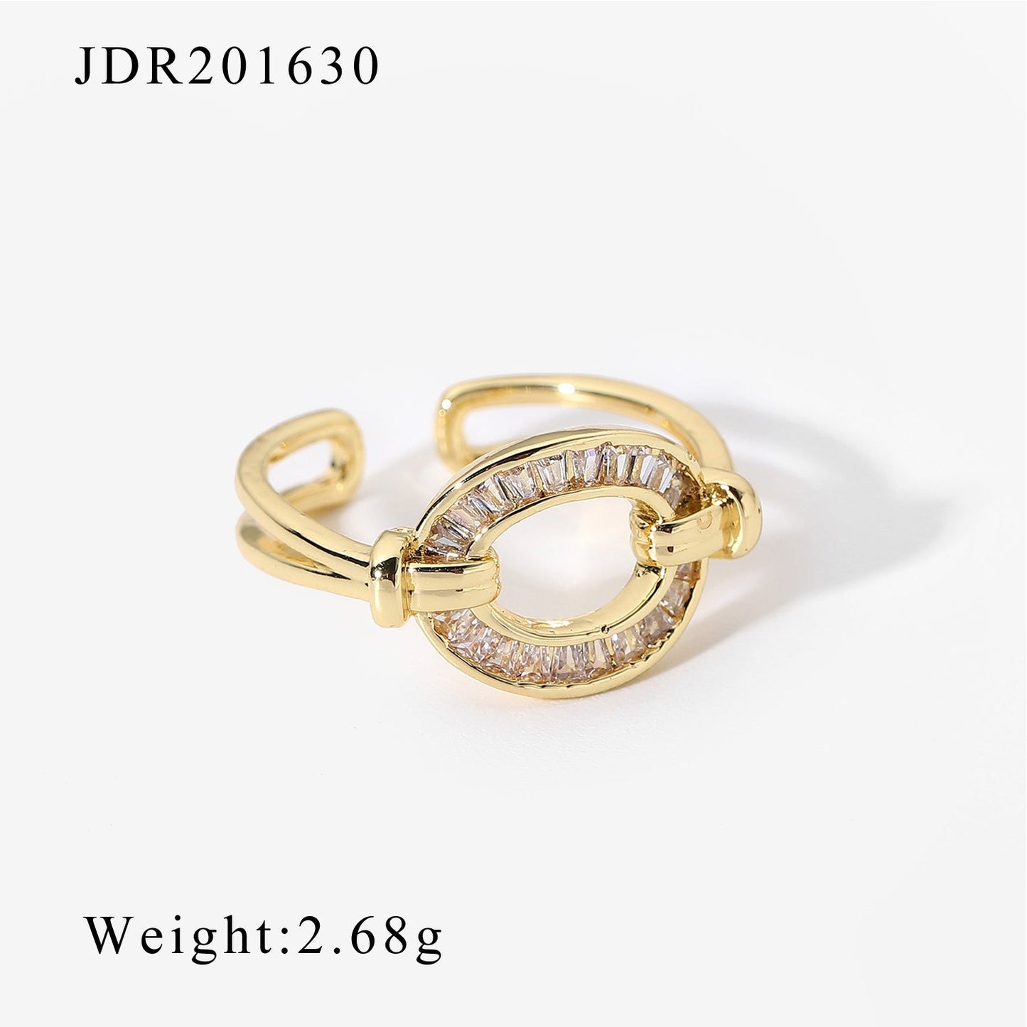 XIXI JEWELRY 18-karat gold plated copper set zirconium open ring