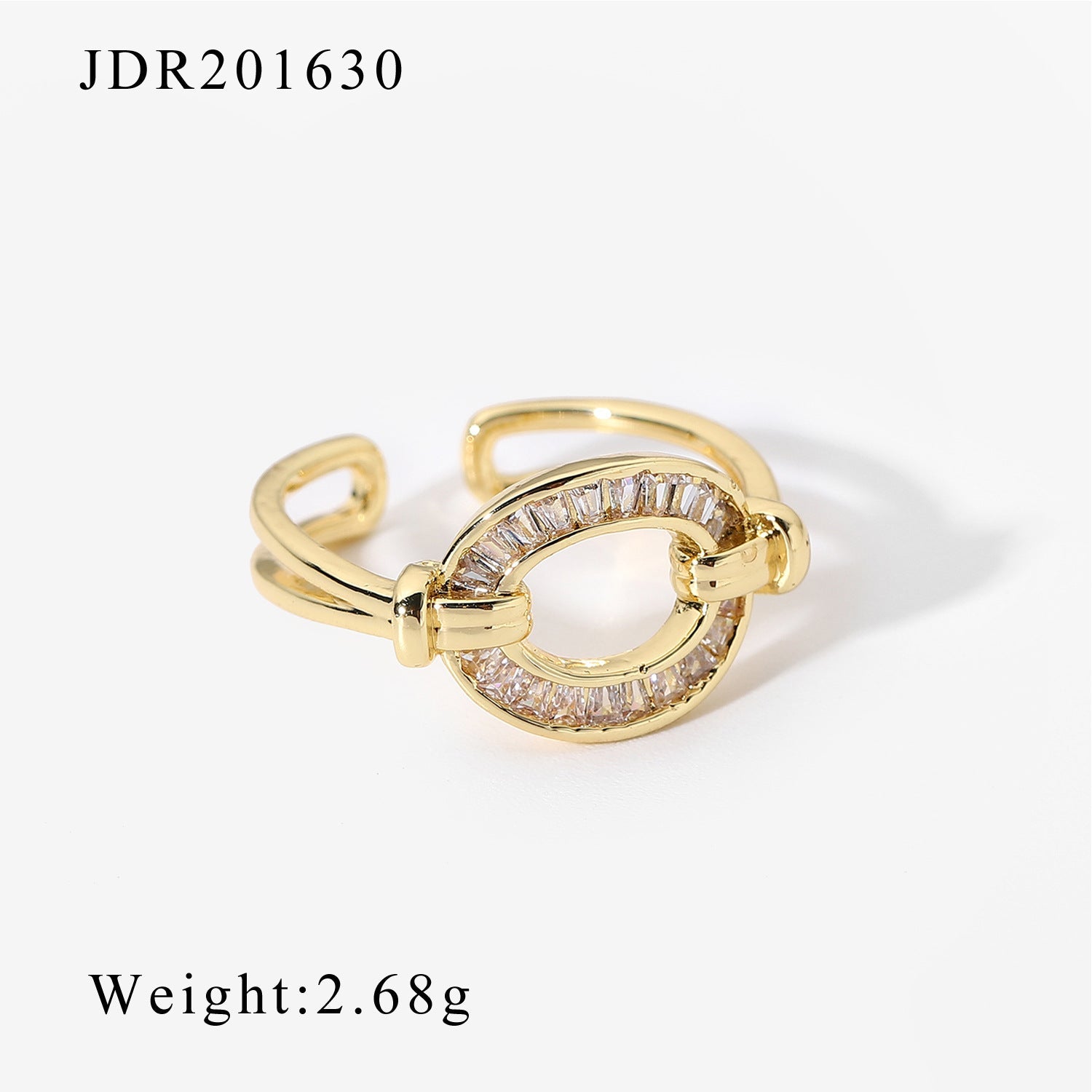 XIXI JEWELRY 18-karat gold plated copper set zirconium open ring