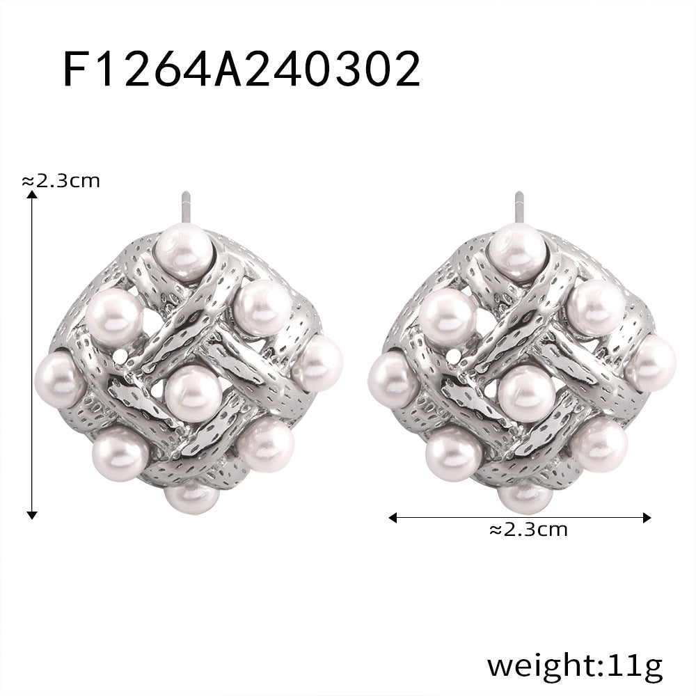 Unik Hollow set with high gloss shell beads earrings