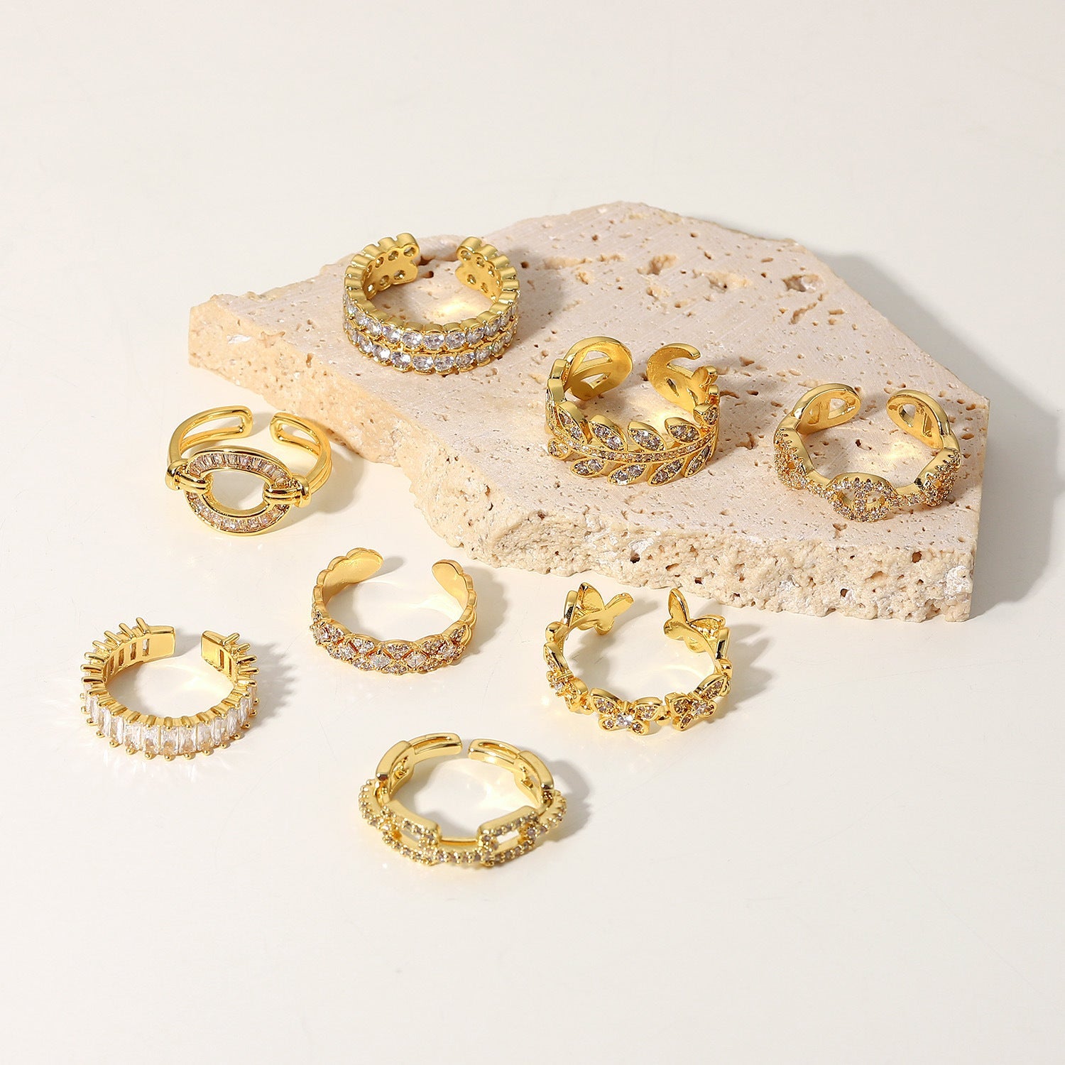XIXI JEWELRY 18-karat gold plated copper set zirconium open ring