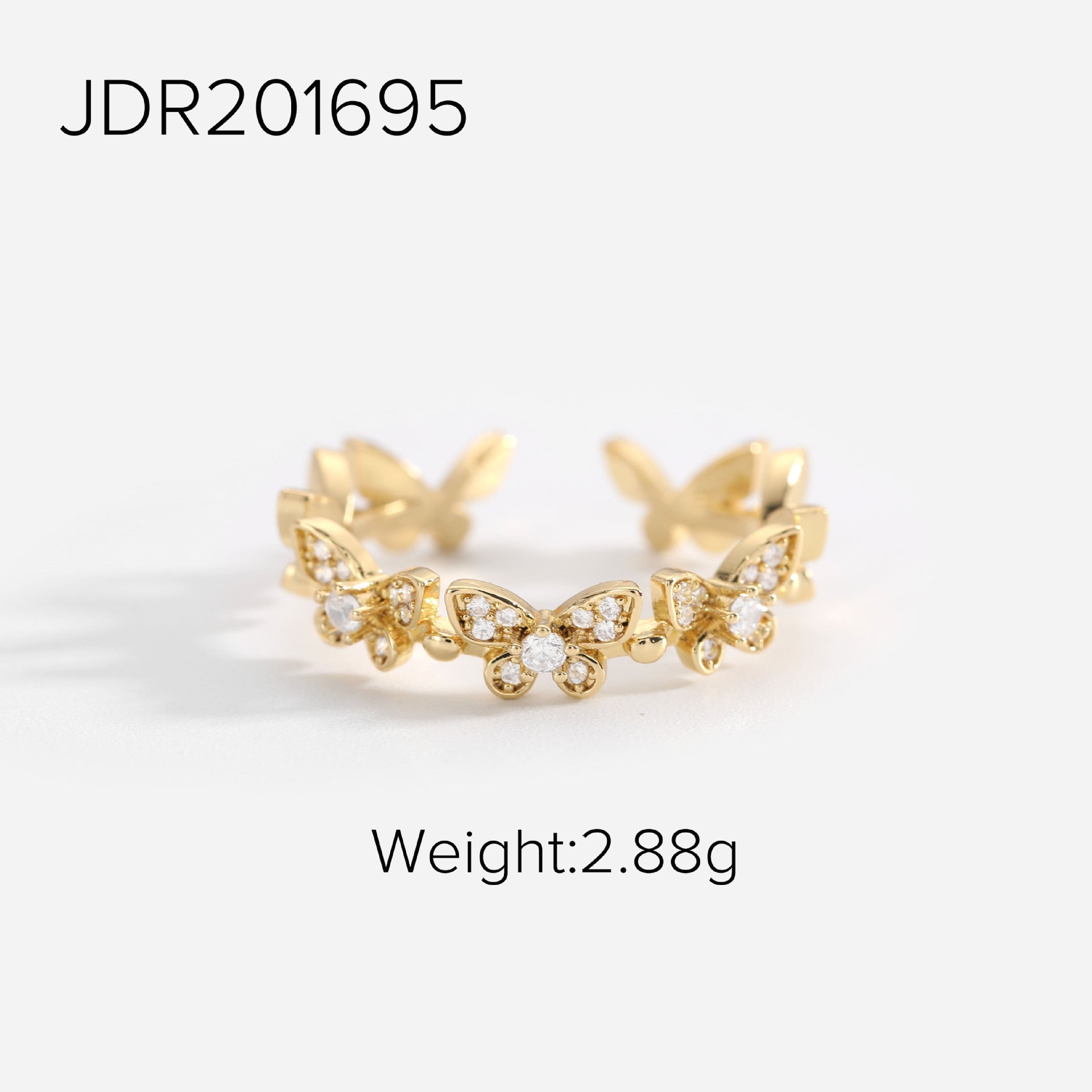 XIXI JEWELRY 18-karat gold plated copper set zirconium open ring