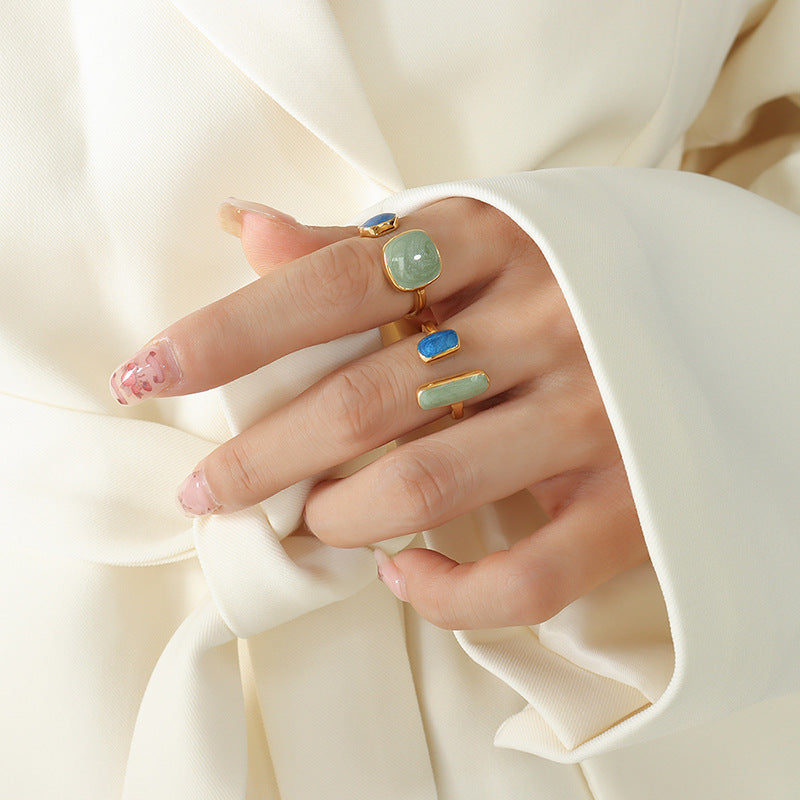 Unik French enamel dripping open ring