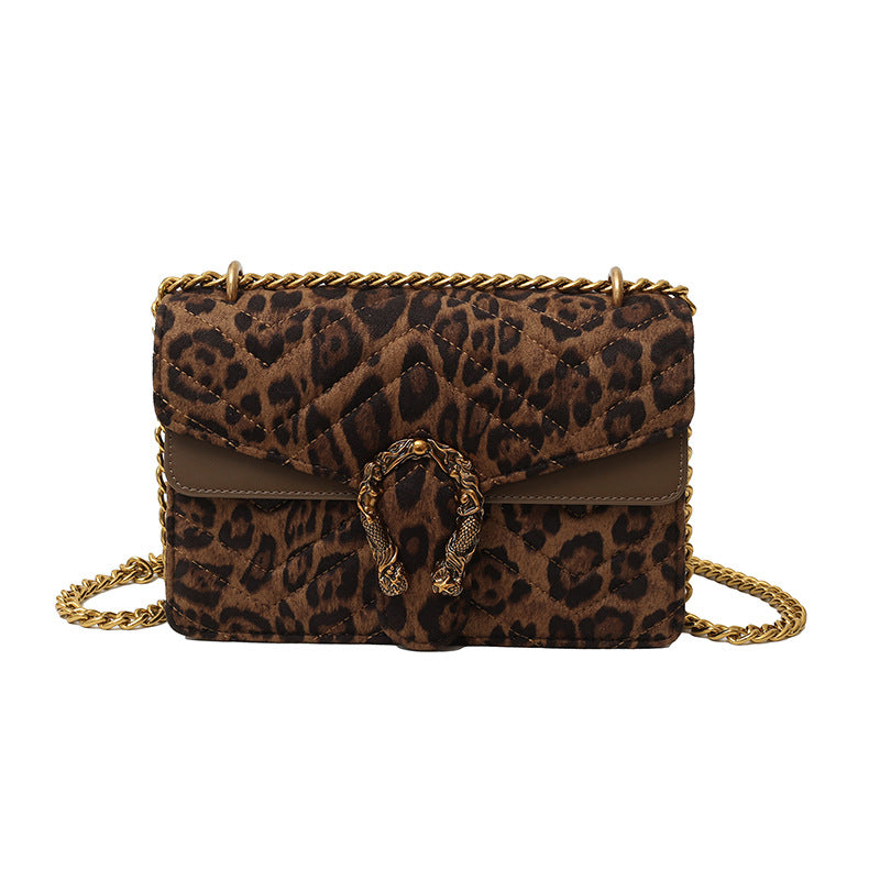 Unik 2025 Girls Leopard Chain Shoulder Crossbody Bag