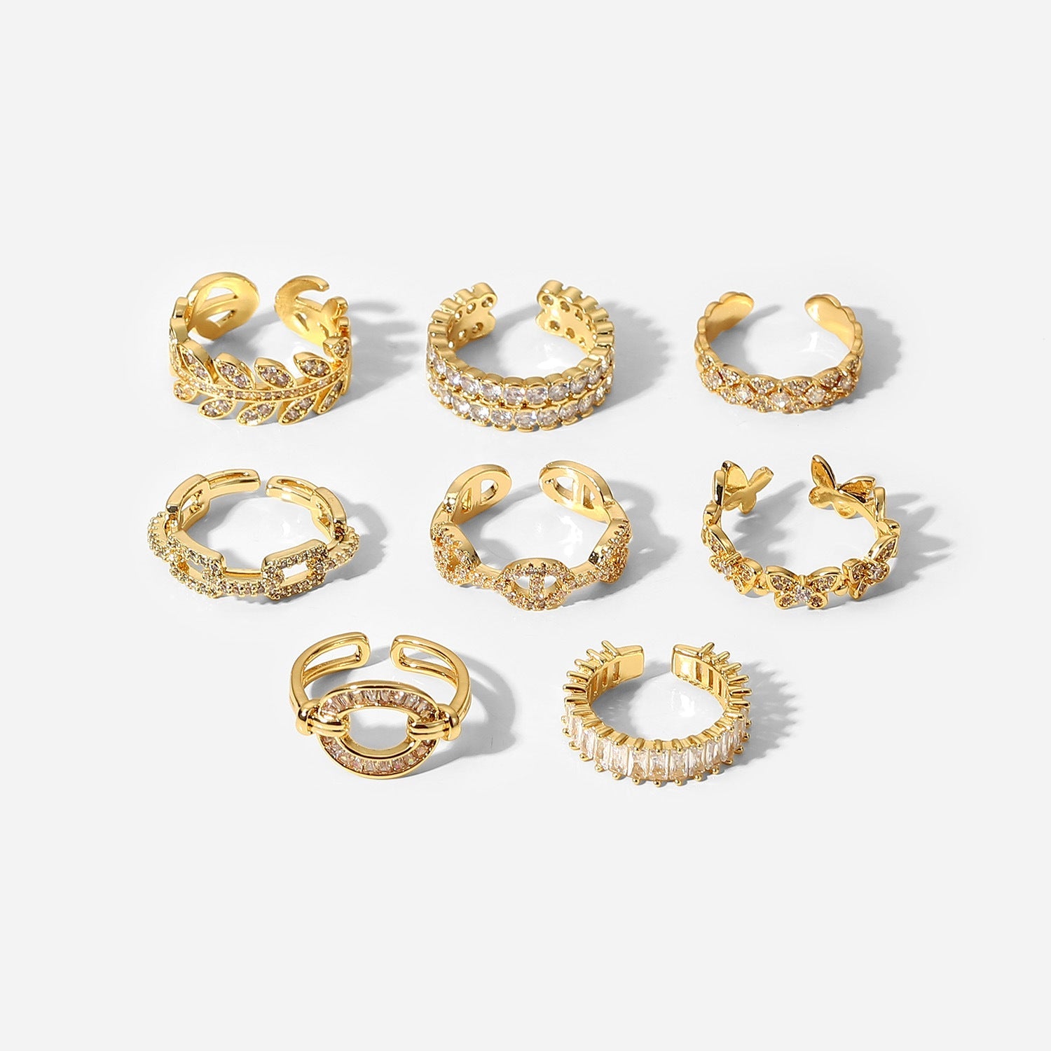 XIXI JEWELRY 18-karat gold plated copper set zirconium open ring