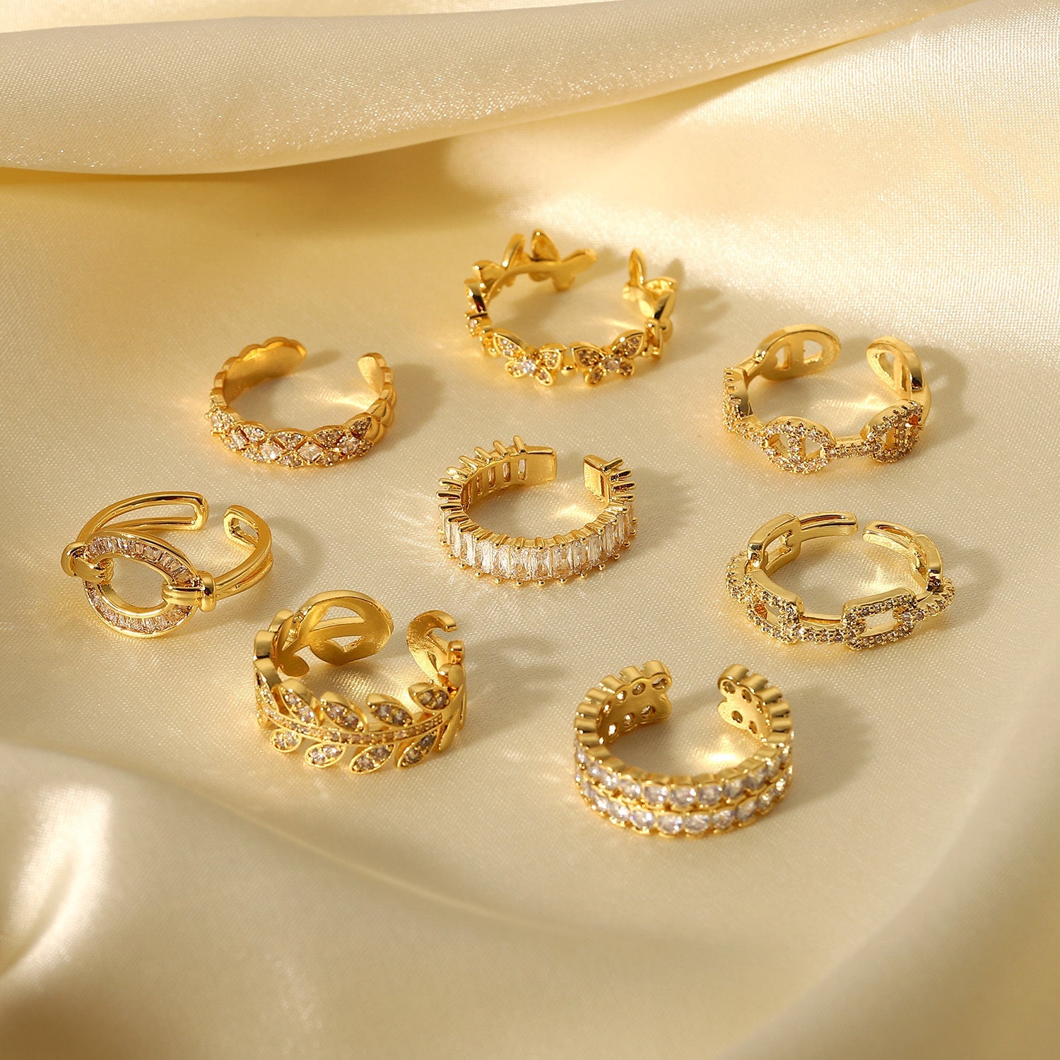 XIXI JEWELRY 18-karat gold plated copper set zirconium open ring