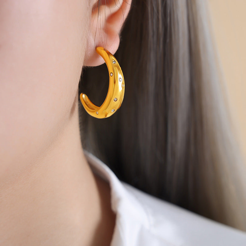 Unik Gold-plated earrings with zircon titanium steel