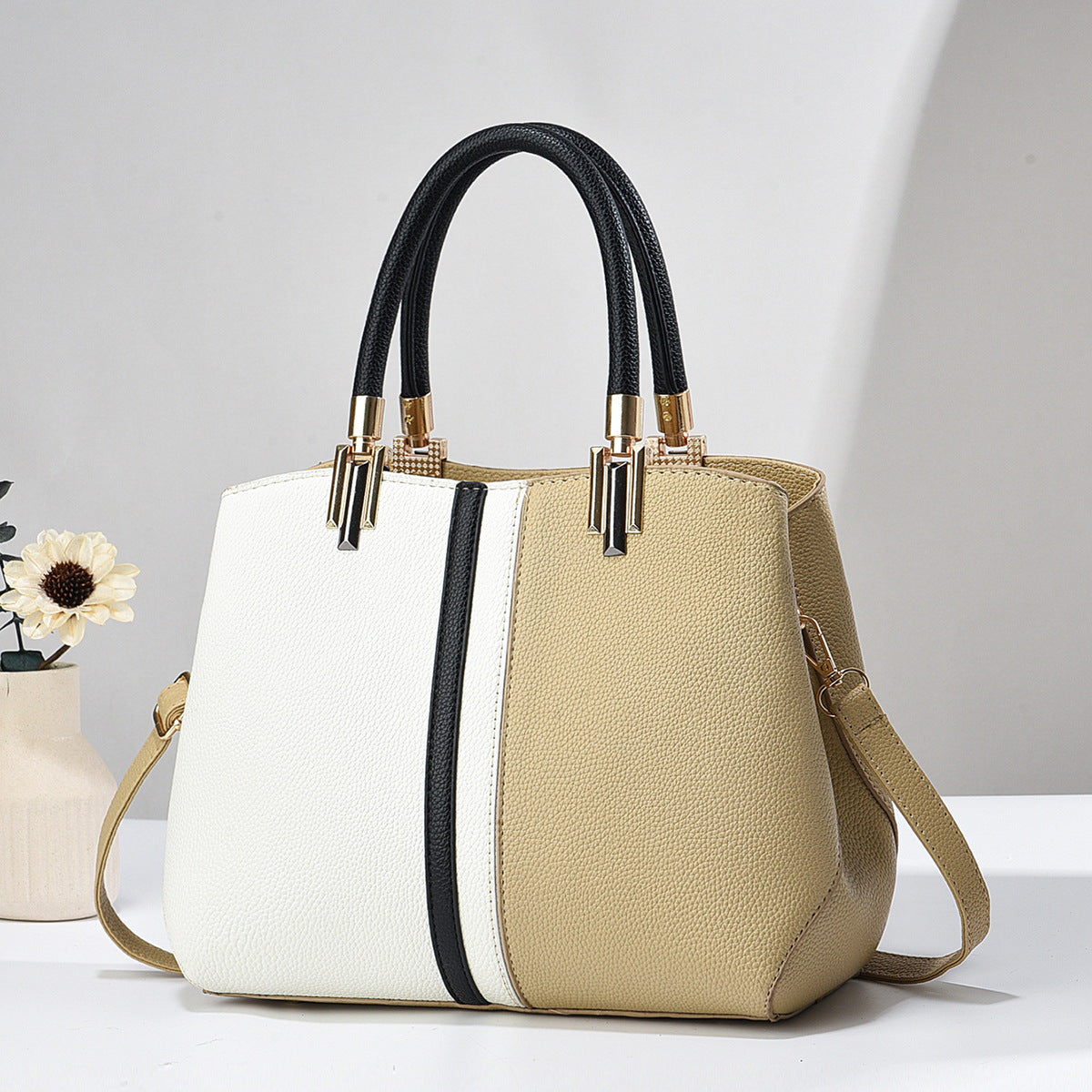 Unik Women's Contrast Patchwork Tote Bag