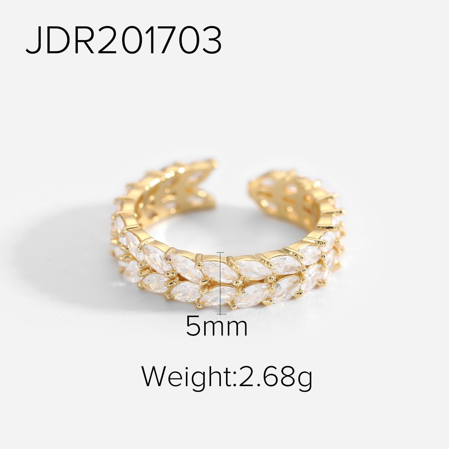 XIXI JEWELRY 18-karat gold plated copper set zirconium open ring