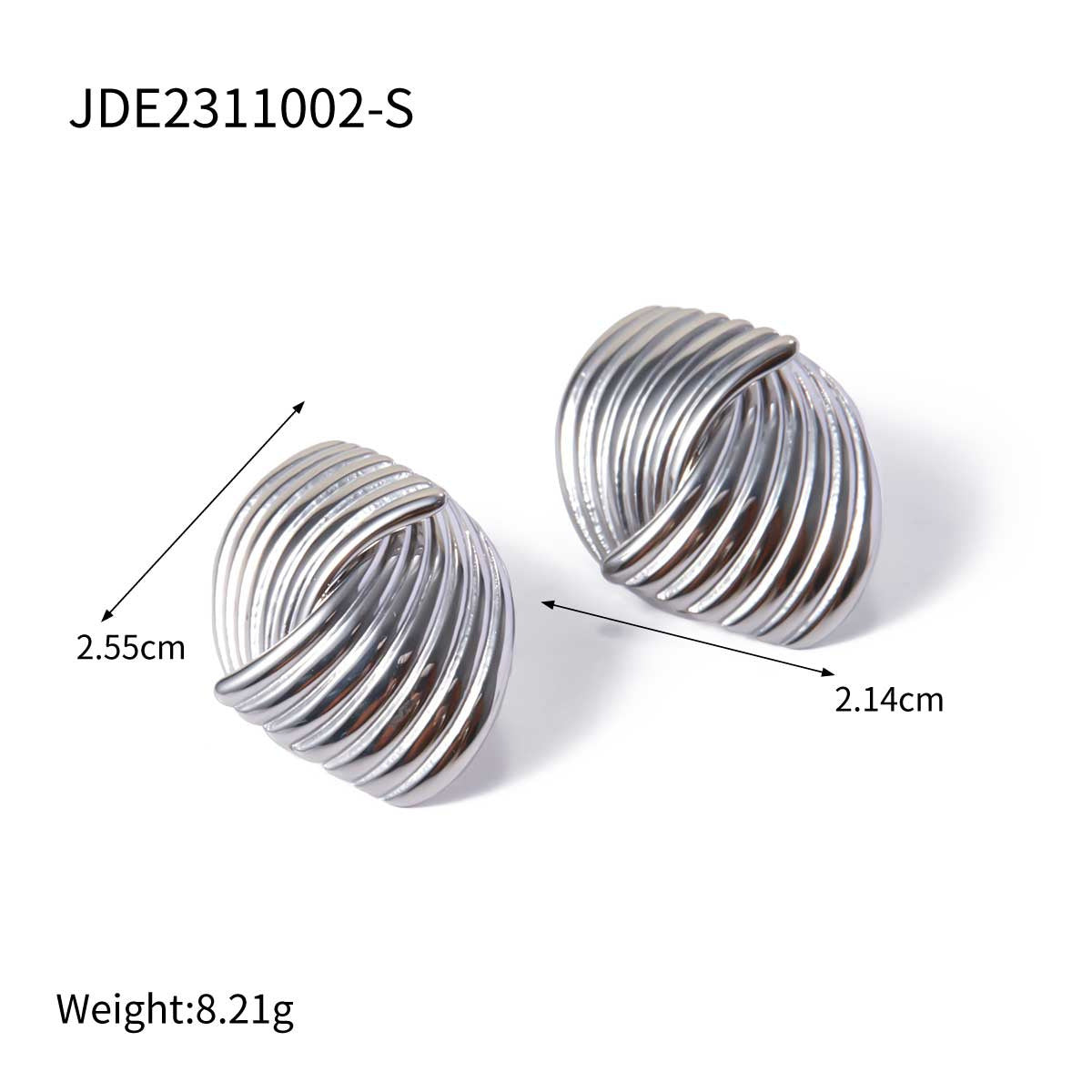Unik 18-karat gold plated stainless steel interlaced earrings with stripe texture