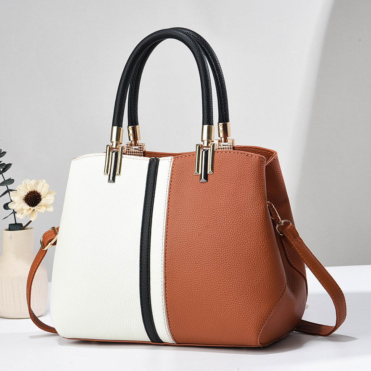 Unik Women's Contrast Patchwork Tote Bag