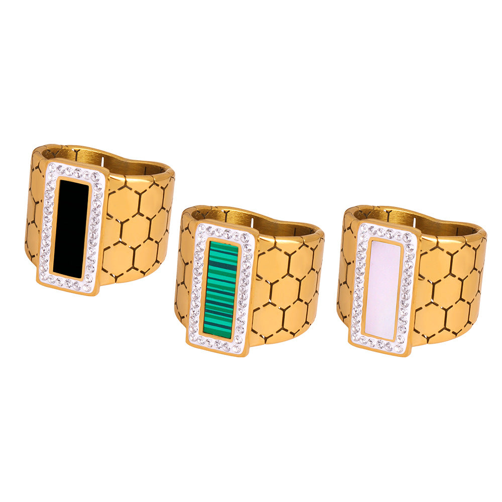 Unik Diamond set titanium steel ring