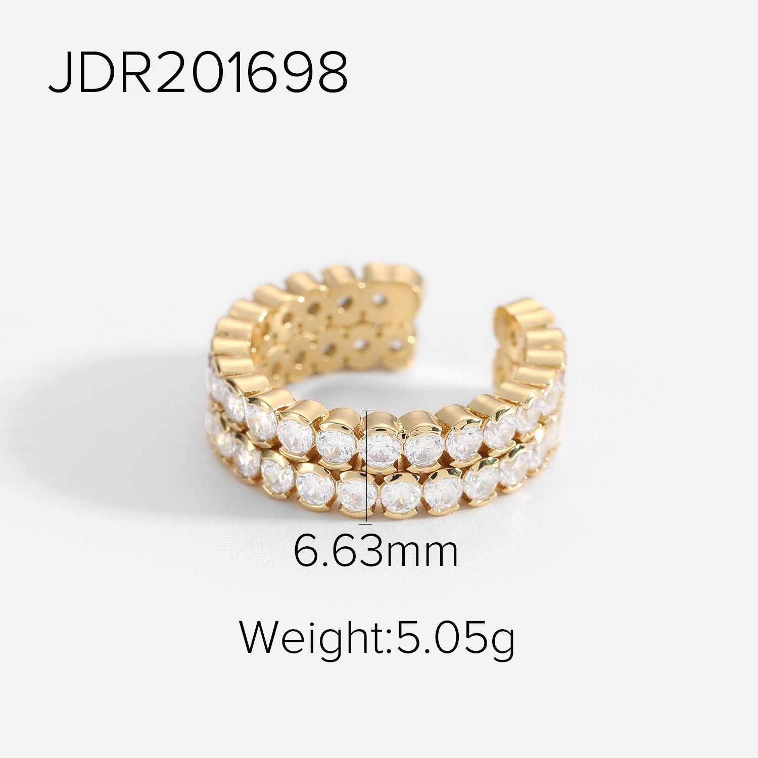 XIXI JEWELRY 18-karat gold plated copper set zirconium open ring