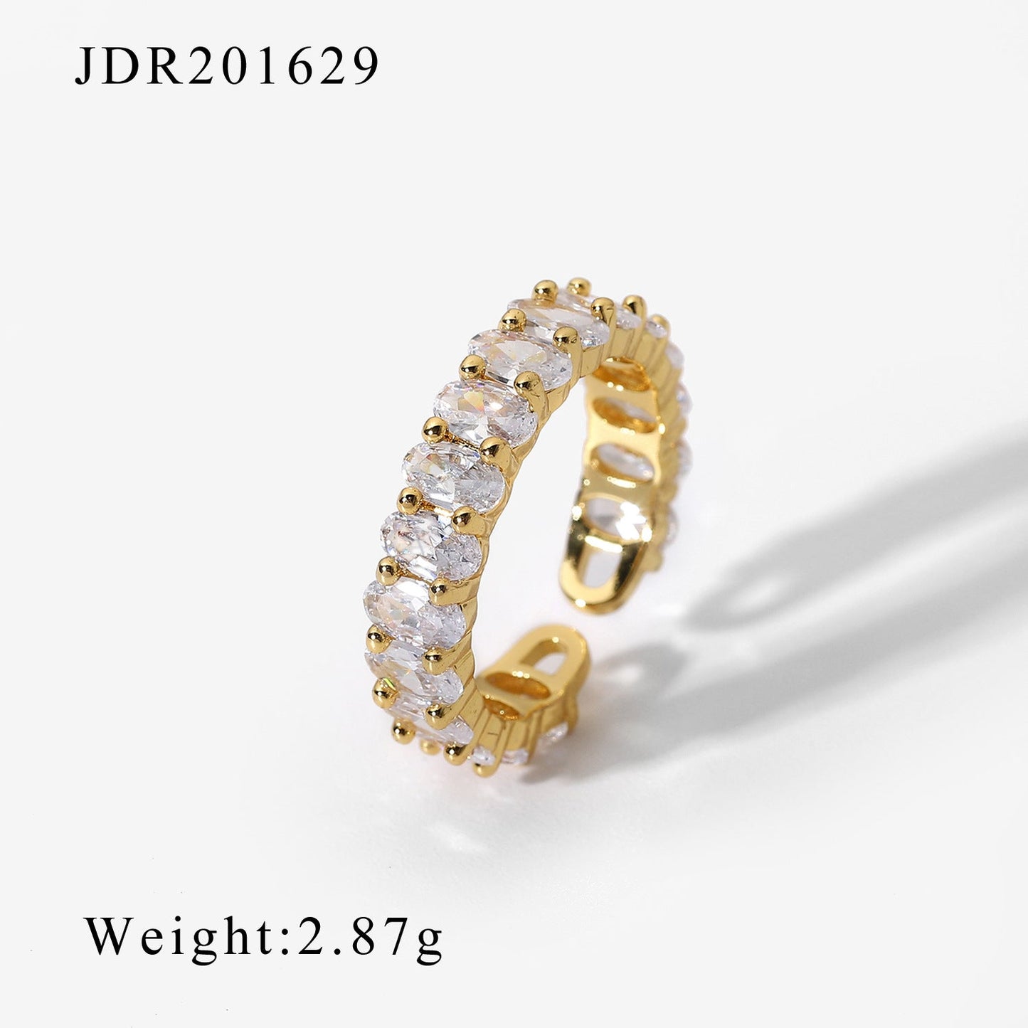 XIXI JEWELRY 18-karat gold plated copper set zirconium open ring