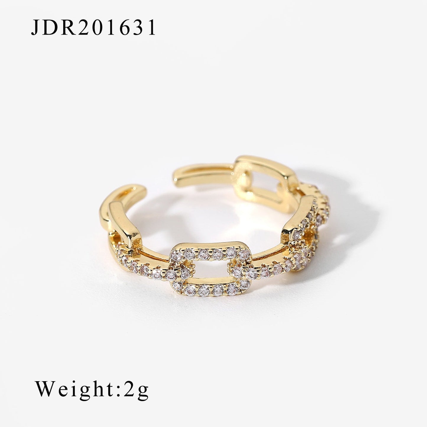 XIXI JEWELRY 18-karat gold plated copper set zirconium open ring