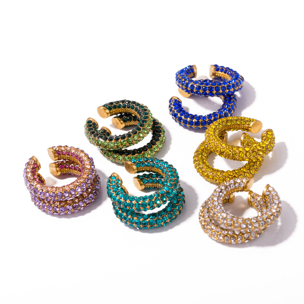 Unik Diamond earrings in 18-karat gold plated stainless steel