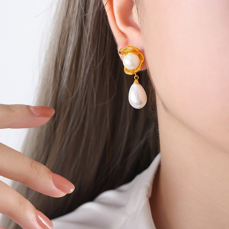 Unik Gold-plated earrings with zircon titanium steel