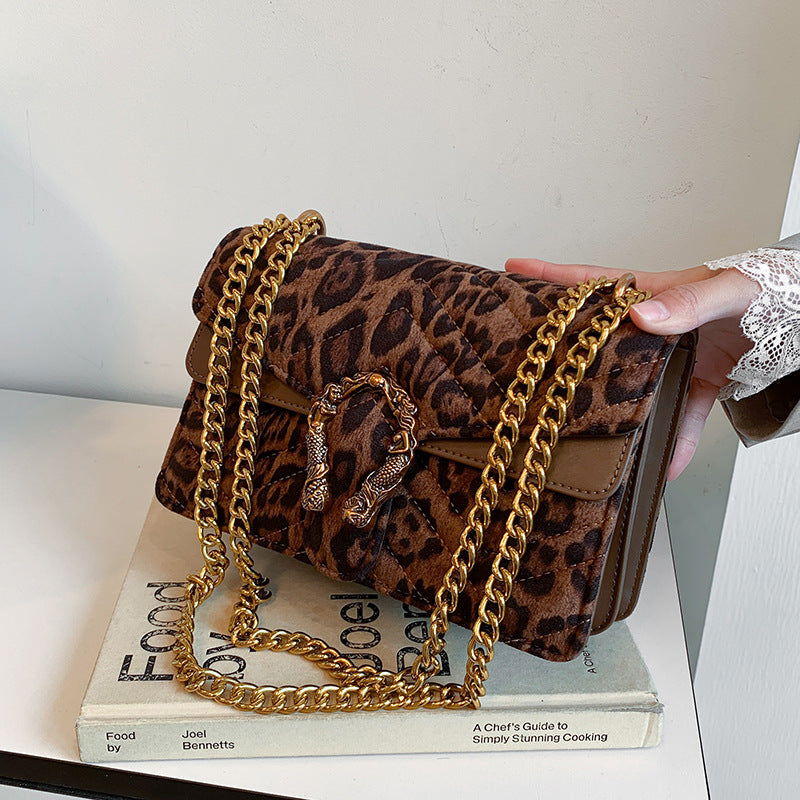 Unik 2025 Girls Leopard Chain Shoulder Crossbody Bag