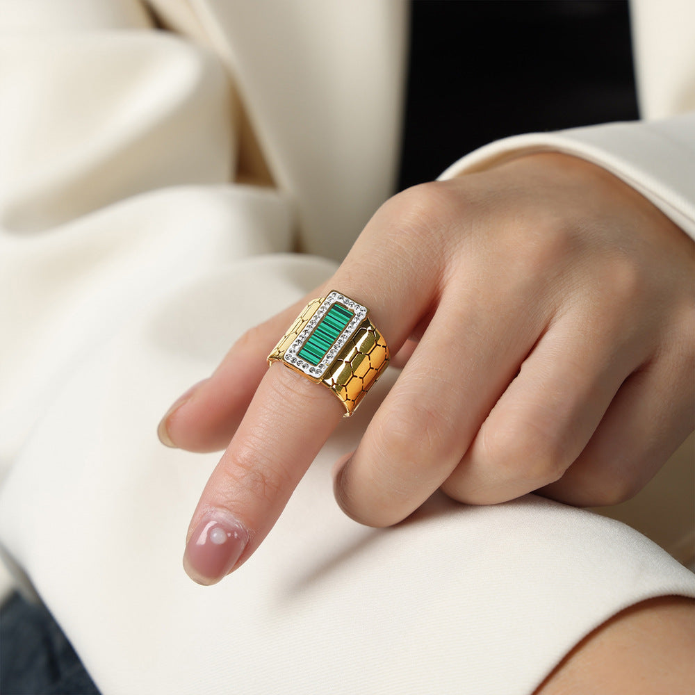 Unik Diamond set titanium steel ring